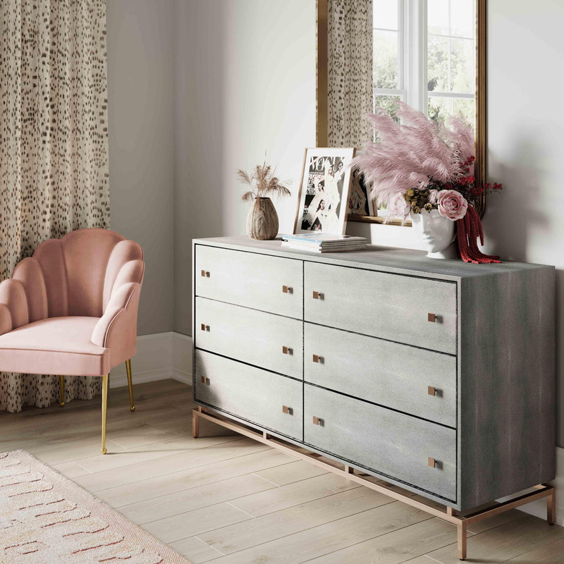Pesce 57" Faux Shagreen 6-Drawer Dresser-zoom-