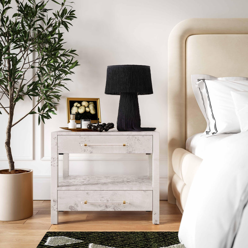 Brandyss 26" Burl 2-Drawer Nightstand-zoom-