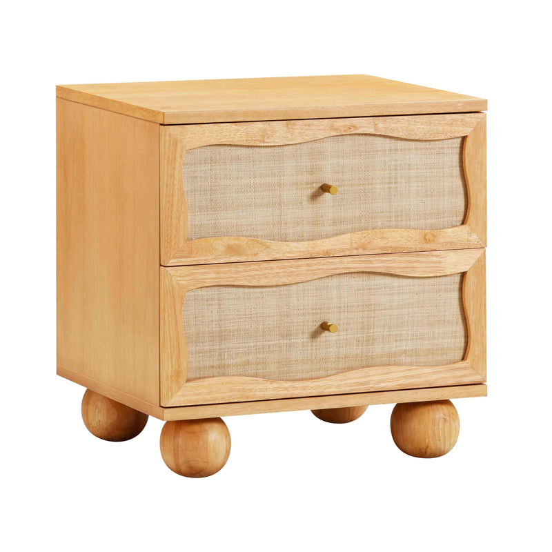 Grappa 22" Wood & Raffia Wavy 2-Drawer Nightstand-zoom-