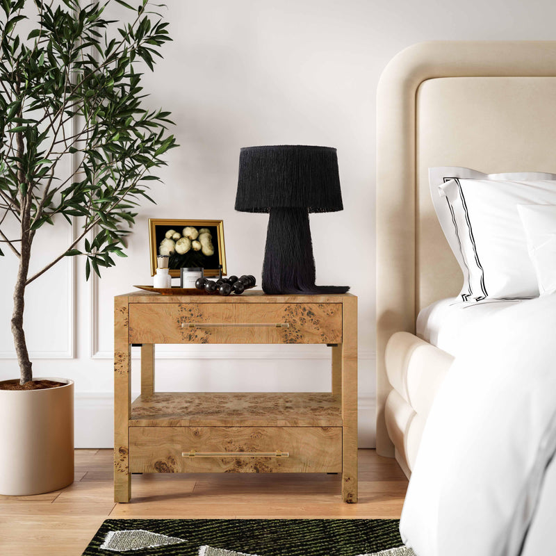 Brandyss 26" Burl 2-Drawer Nightstand-zoom-