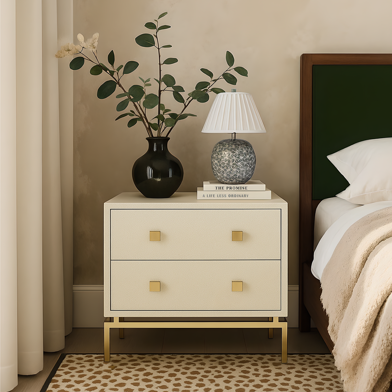 Pesce 25" Faux Shagreen 2-Drawer Nightstand-zoom-