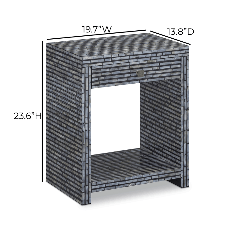 Cassis 20" Mother of Pearl 1-Drawer Nightstand-zoom-