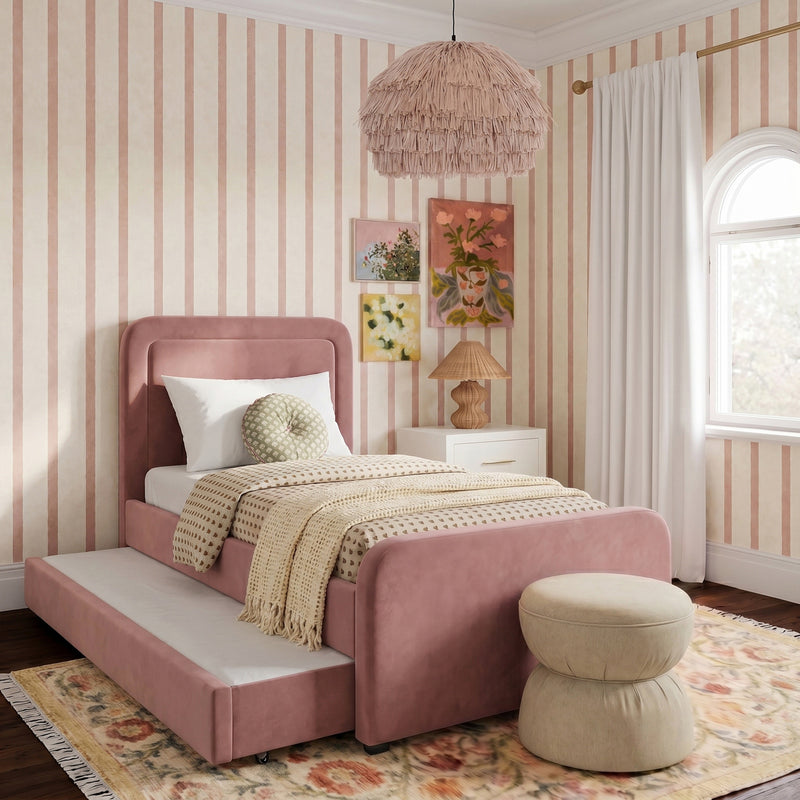 Briella Performance Velvet Trundle Bed in Twin-zoom-