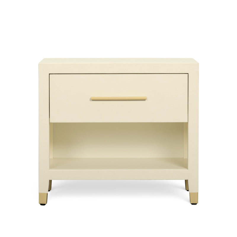 Dani 25" Cream Faux Shagreen Nightstand with Drawer-zoom-