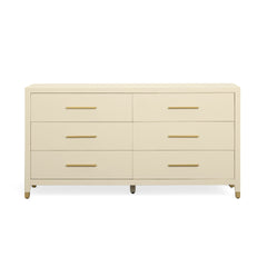 Dani 62" Cream Faux Shagreen 6-Drawer Dresser