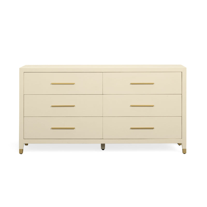 Dani 62" Cream Faux Shagreen 6-Drawer Dresser-zoom-