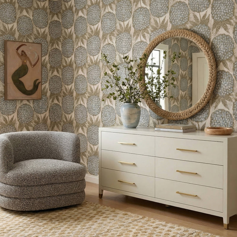 Dani 62" Cream Faux Shagreen 6-Drawer Dresser-zoom-