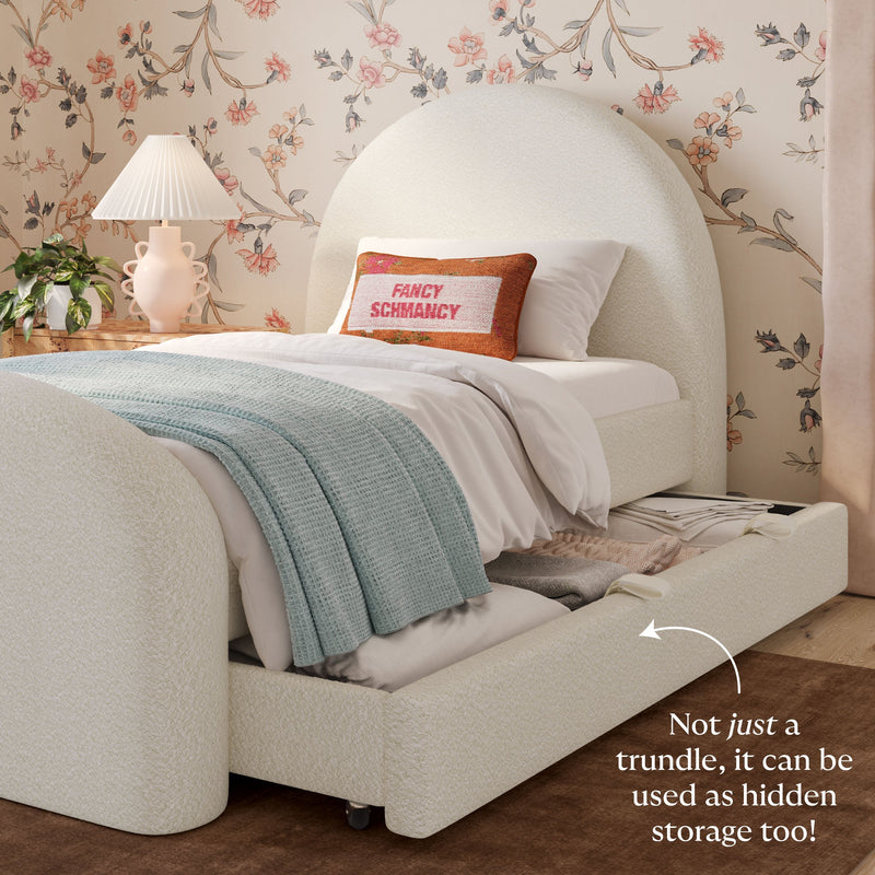 Moon Cream Performance Boucle Twin Trundle Bed-zoom-