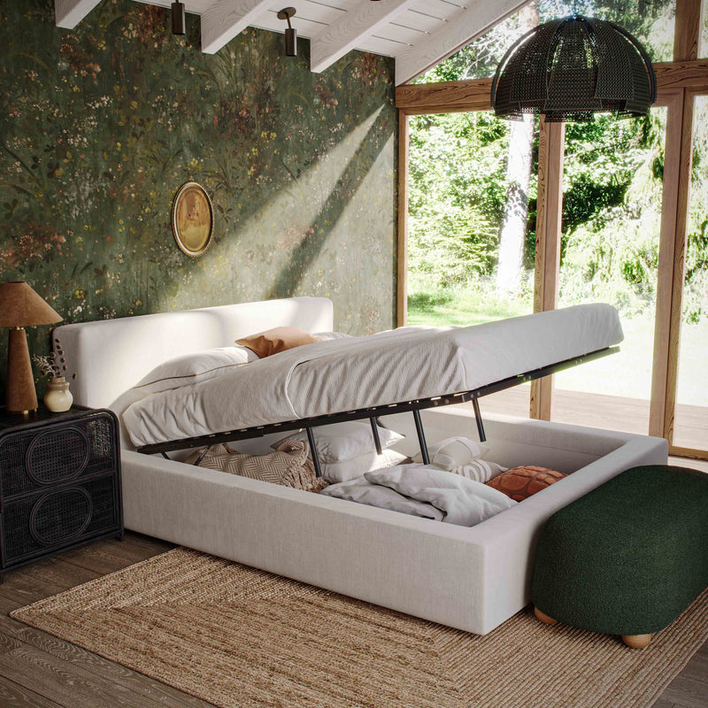 Meena Cream Upcycled Performance Linen Storage Bed-zoom-
