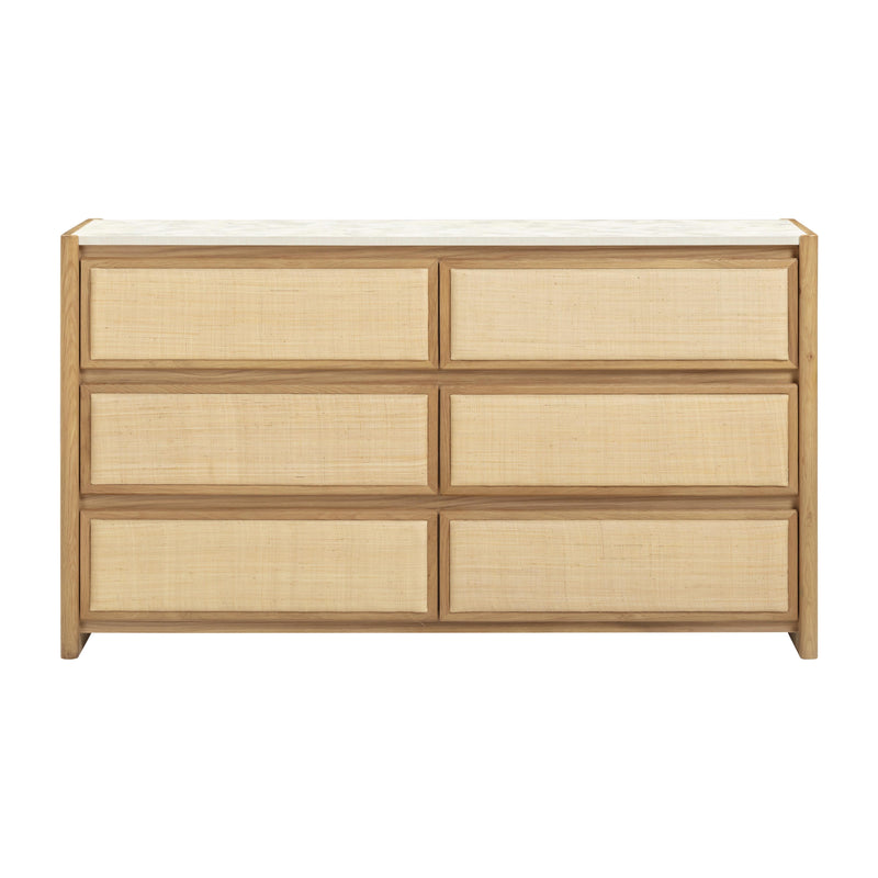 Paige 56" Natural Oak 6-Drawer Dresser-zoom-