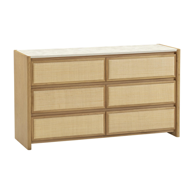Paige 56" Natural Oak 6-Drawer Dresser-zoom-