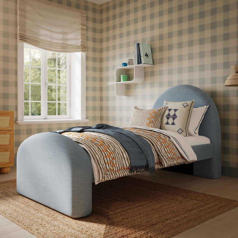 Moon Chambray Blue Performance Chenille Twin Bed-zoom-