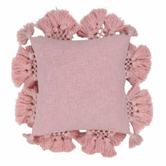 Stone 21" Washed Cotton Tasseled Square Throw Pillow Cover