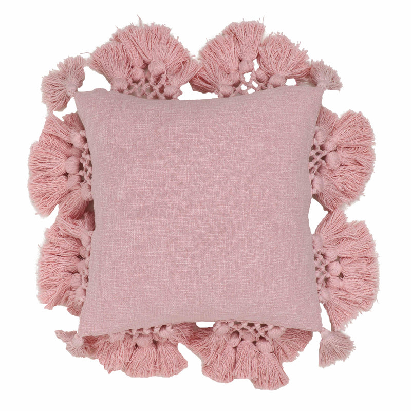 Stone 21" Washed Cotton Tasseled Square Throw Pillow Cover-zoom-