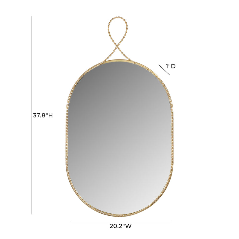 Ravina 20"X38" Braided Brass Oval Wall Mirror-zoom-