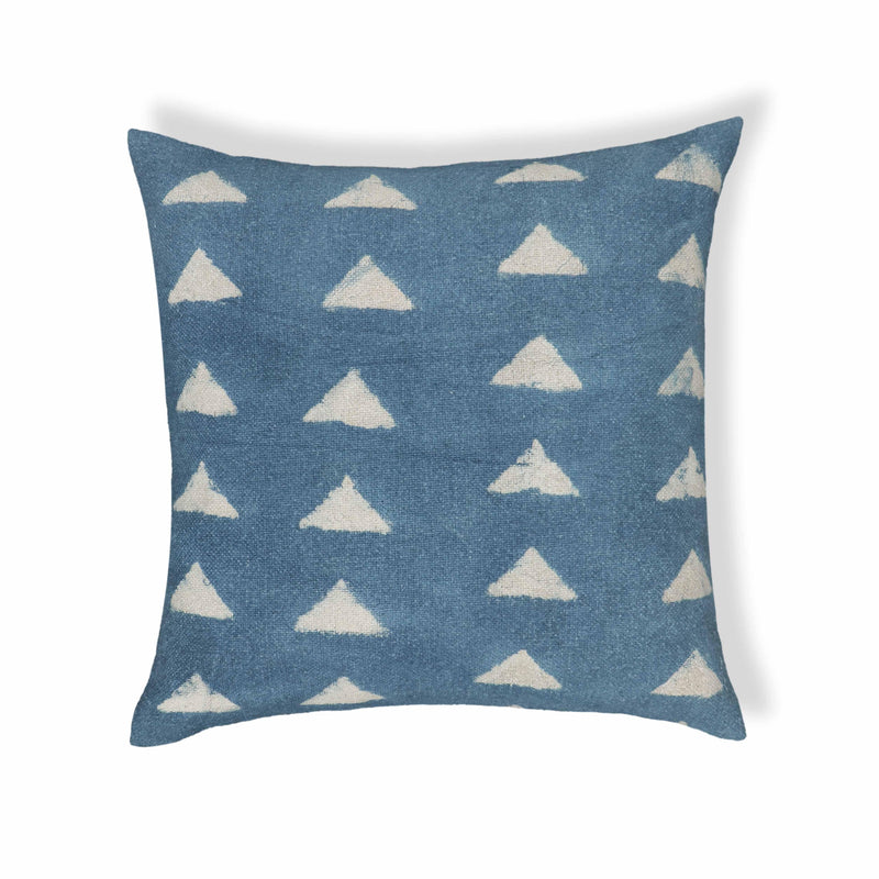 Indigo Triangles 20" Cotton Square Throw Pillow Cover-zoom-