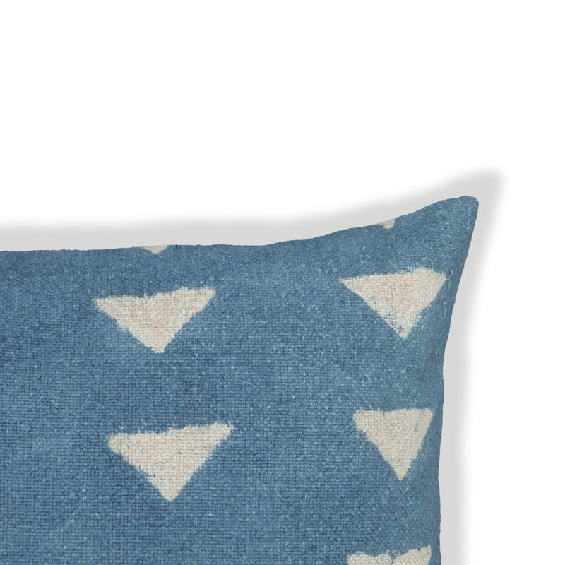Indigo Triangles 20" Cotton Square Throw Pillow Cover-zoom-