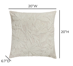 Tabitha 20" Square Embroidered Throw Pillow