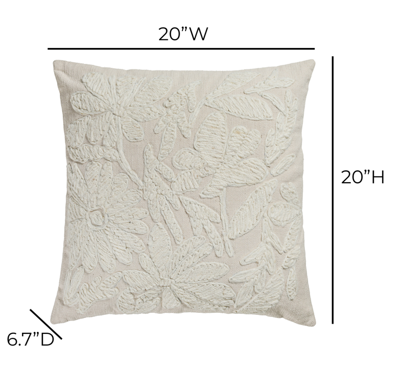 Tabitha 20" Square Embroidered Throw Pillow-zoom-