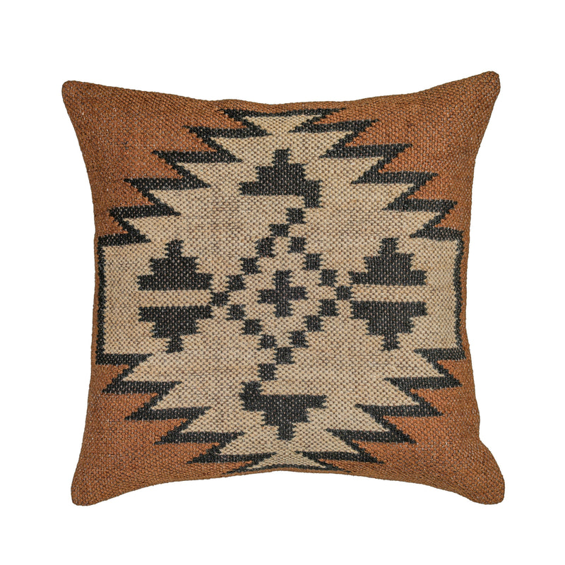 Terra 20" Square Wool and Jute Kilim Throw Pillow-zoom-