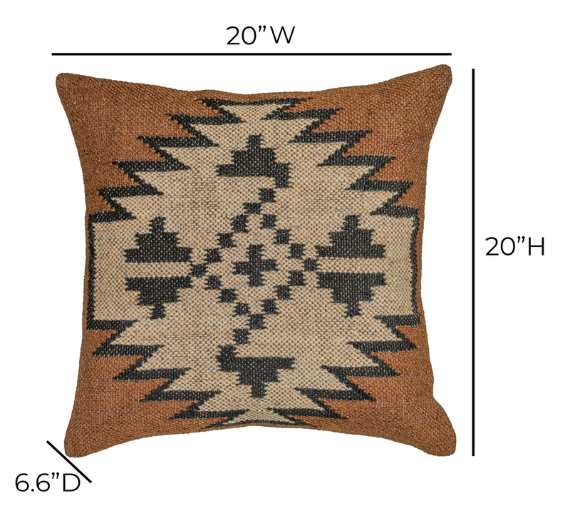 Terra 20" Square Wool and Jute Kilim Throw Pillow-zoom-
