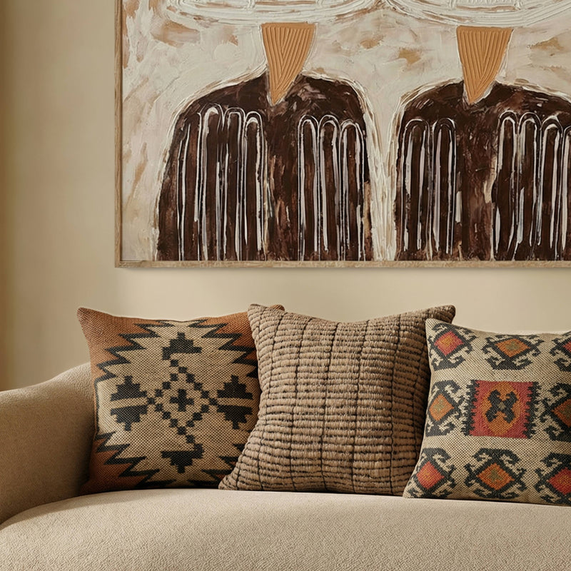 Terra 20" Square Wool and Jute Kilim Throw Pillow-zoom-