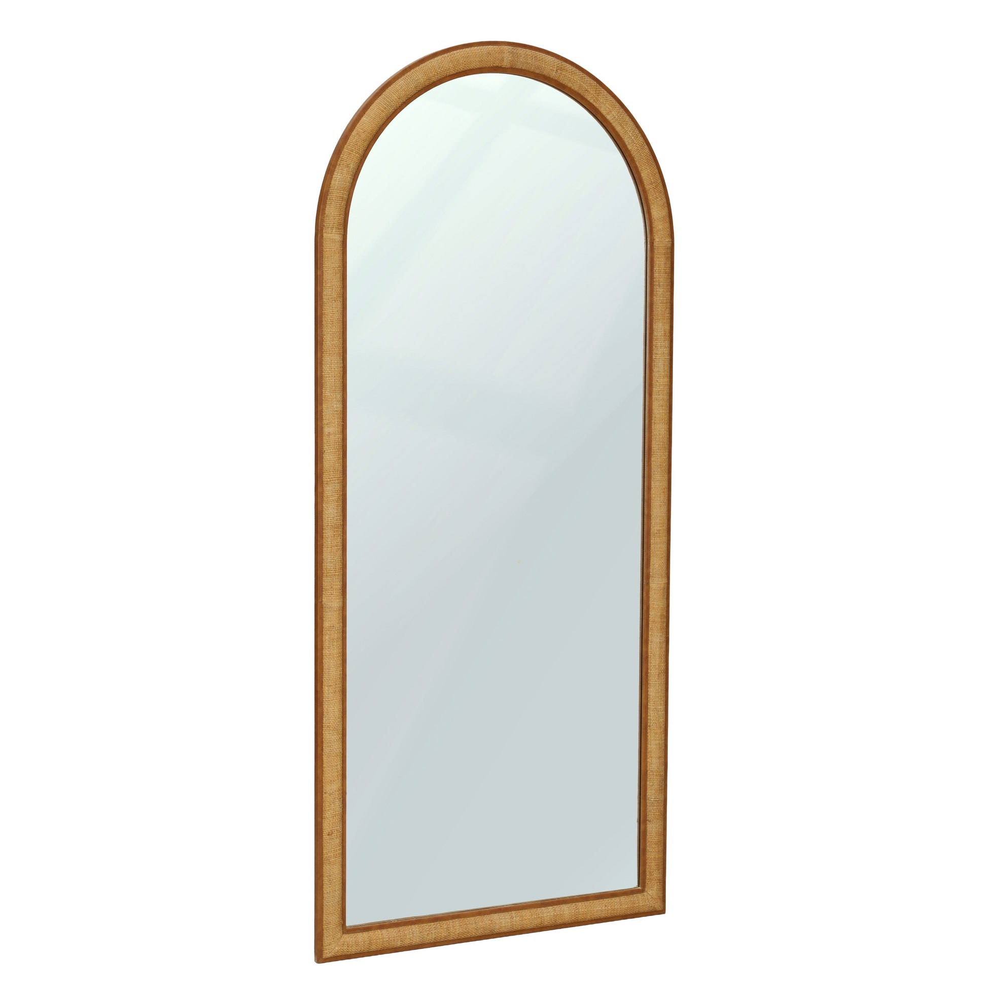 Arch 72" Natural Raffia Contract-Grade Floor Mirror