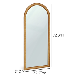 Arch 72" Natural Raffia Contract-Grade Floor Mirror