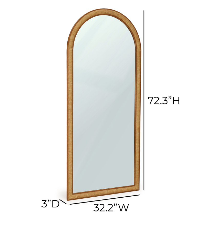 Arch 72" Natural Raffia Contract-Grade Floor Mirror-zoom-