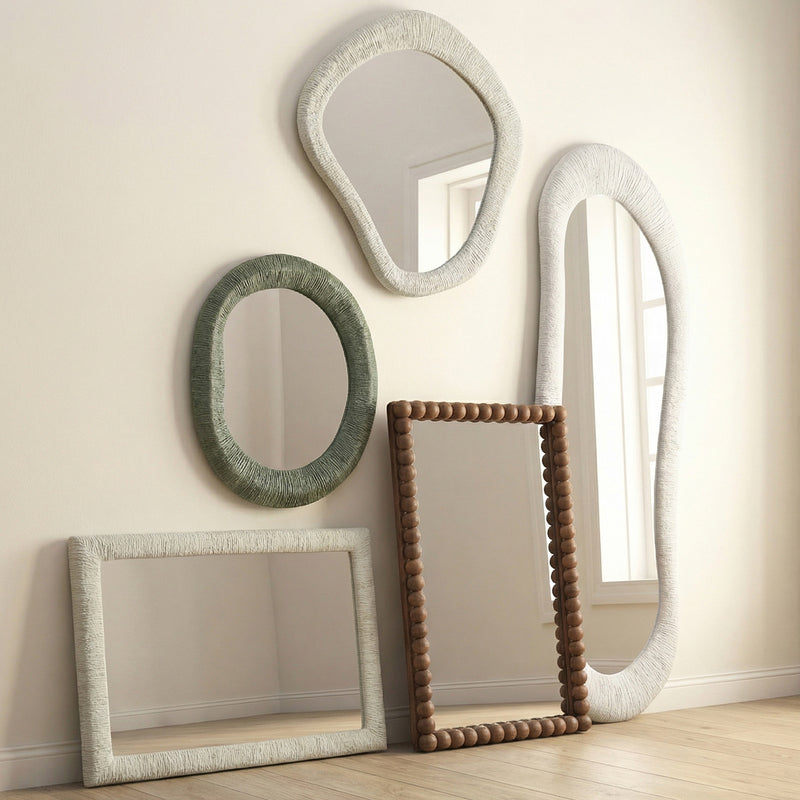 Orpheus 22"X28" Ribbed Forest Green Fiberglass Thick Wall Mirror-zoom-
