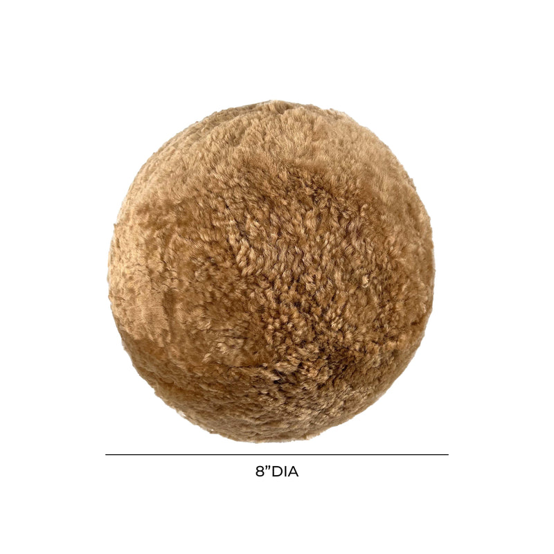 New Zealand Brown Genuine Sheepskin Ball Throw Pillow (8"-12")-zoom-