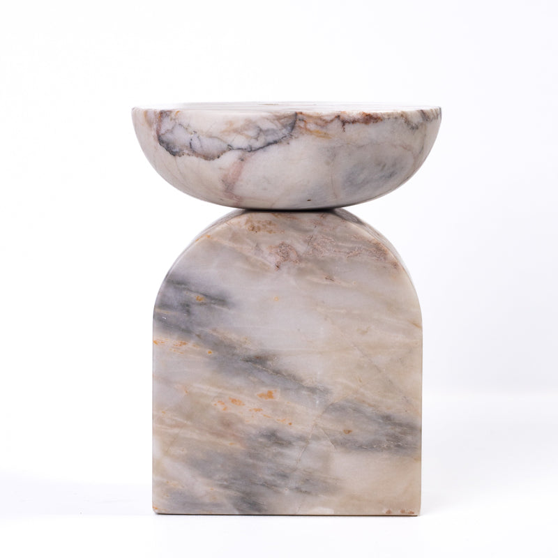 Marble White Brown Balanced Candle Holder-zoom-