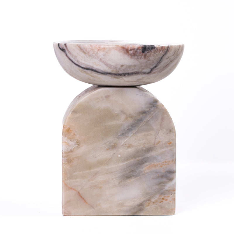 Marble White Brown Balanced Candle Holder-zoom-