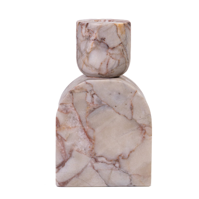 Marble White Brown Foundation Candle Holder-zoom-