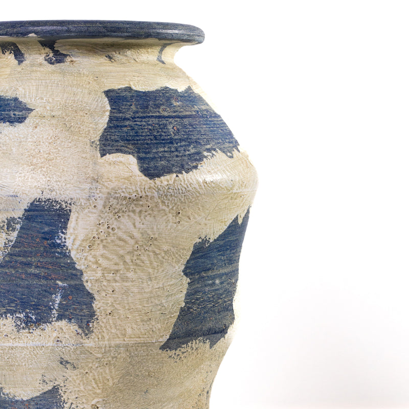 Visha Cream and Blue Terracotta Decorative Vase-zoom-