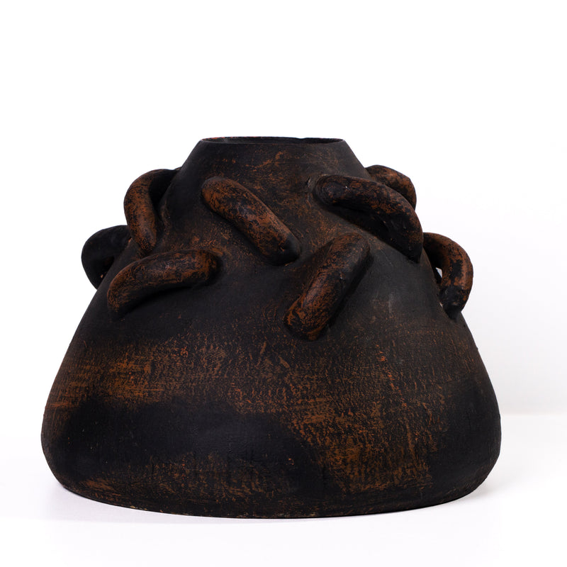 Visha Roped Dark Terracotta Decorative Vase-zoom-