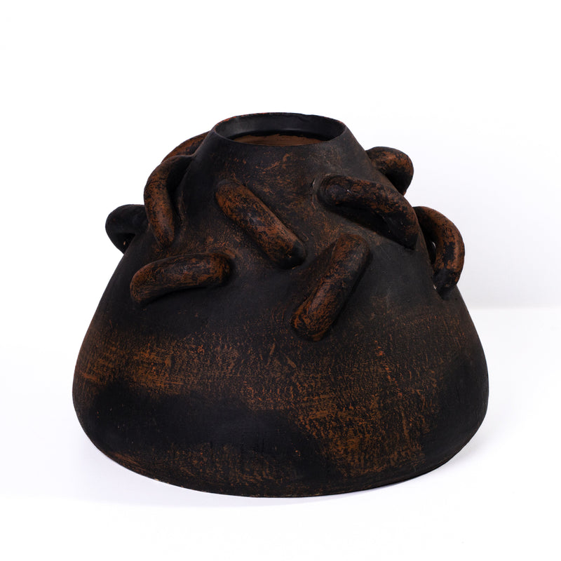 Visha Roped Dark Terracotta Decorative Vase-zoom-