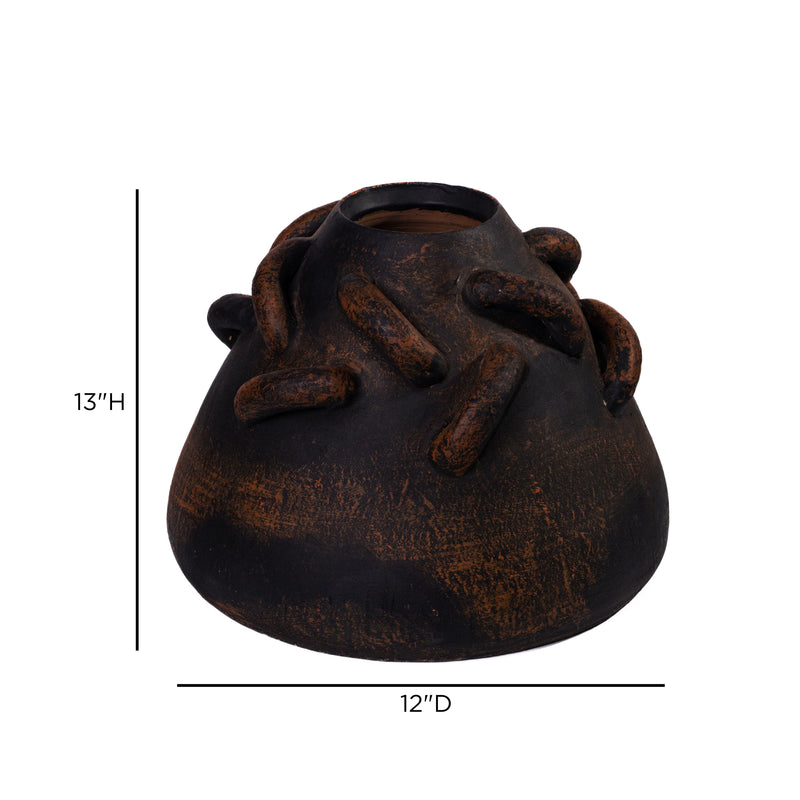 Visha Roped Dark Terracotta Decorative Vase-zoom-