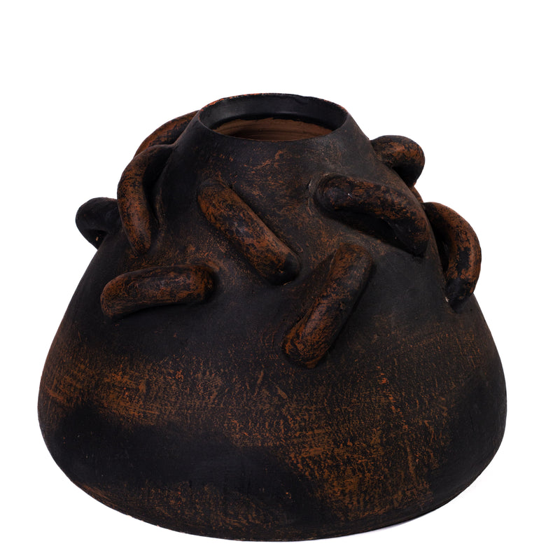 Visha Roped Dark Terracotta Decorative Vase-zoom-