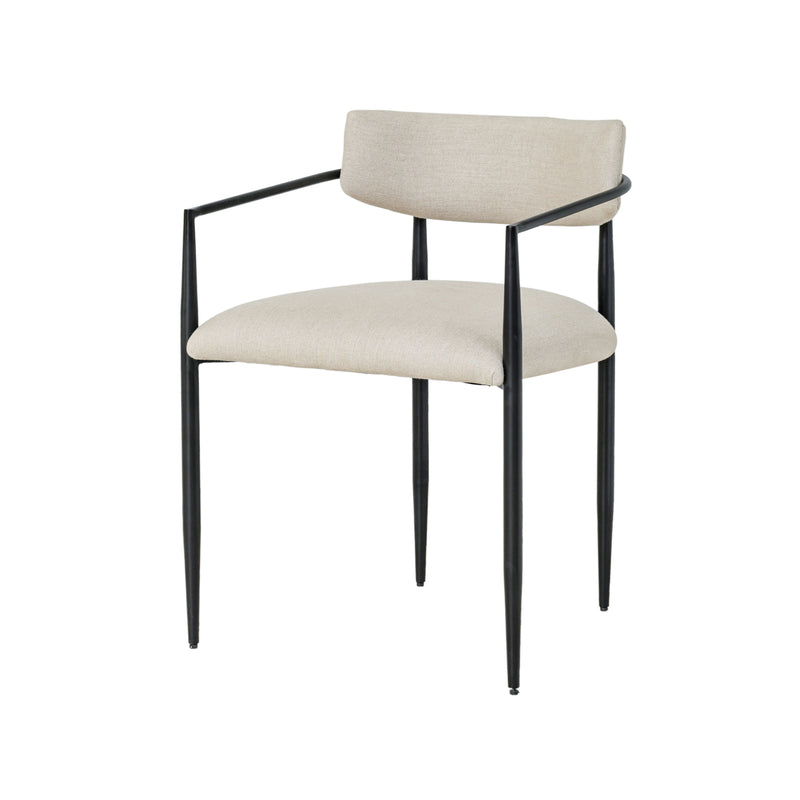 Forte Cream Linen Forged Iron Dining Chair-zoom-