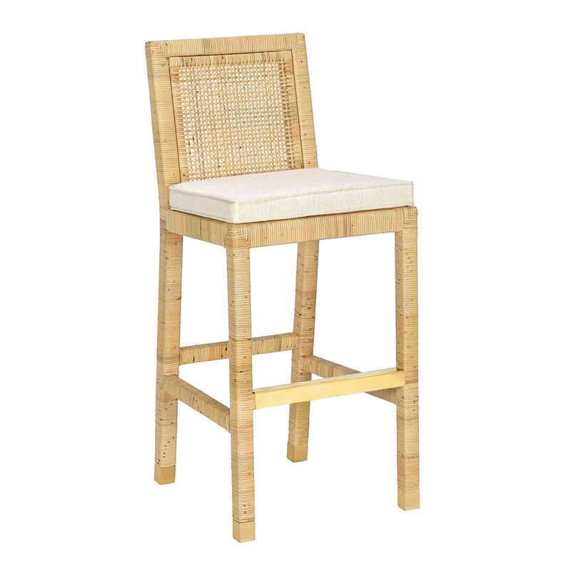 Amara Rattan & Cream Contract-Grade Linen Stool-zoom-