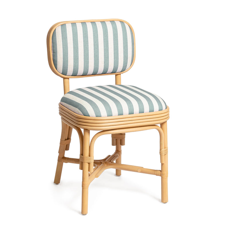 Dorine Striped Performance Linen & Rattan Dining Chair-zoom-