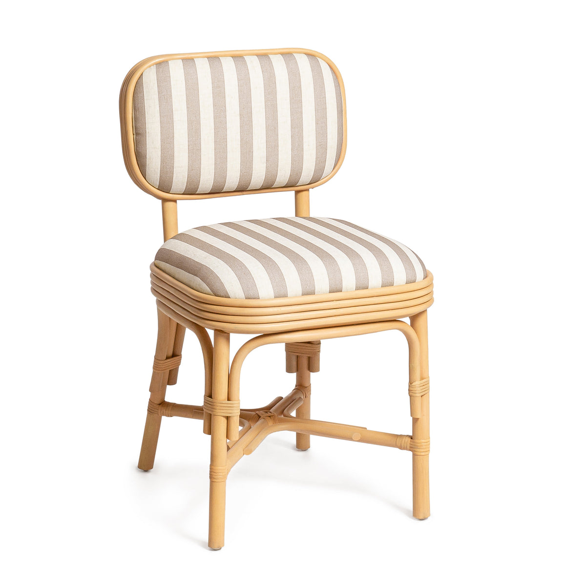 Dorine Striped Performance Linen & Rattan Dining Chair