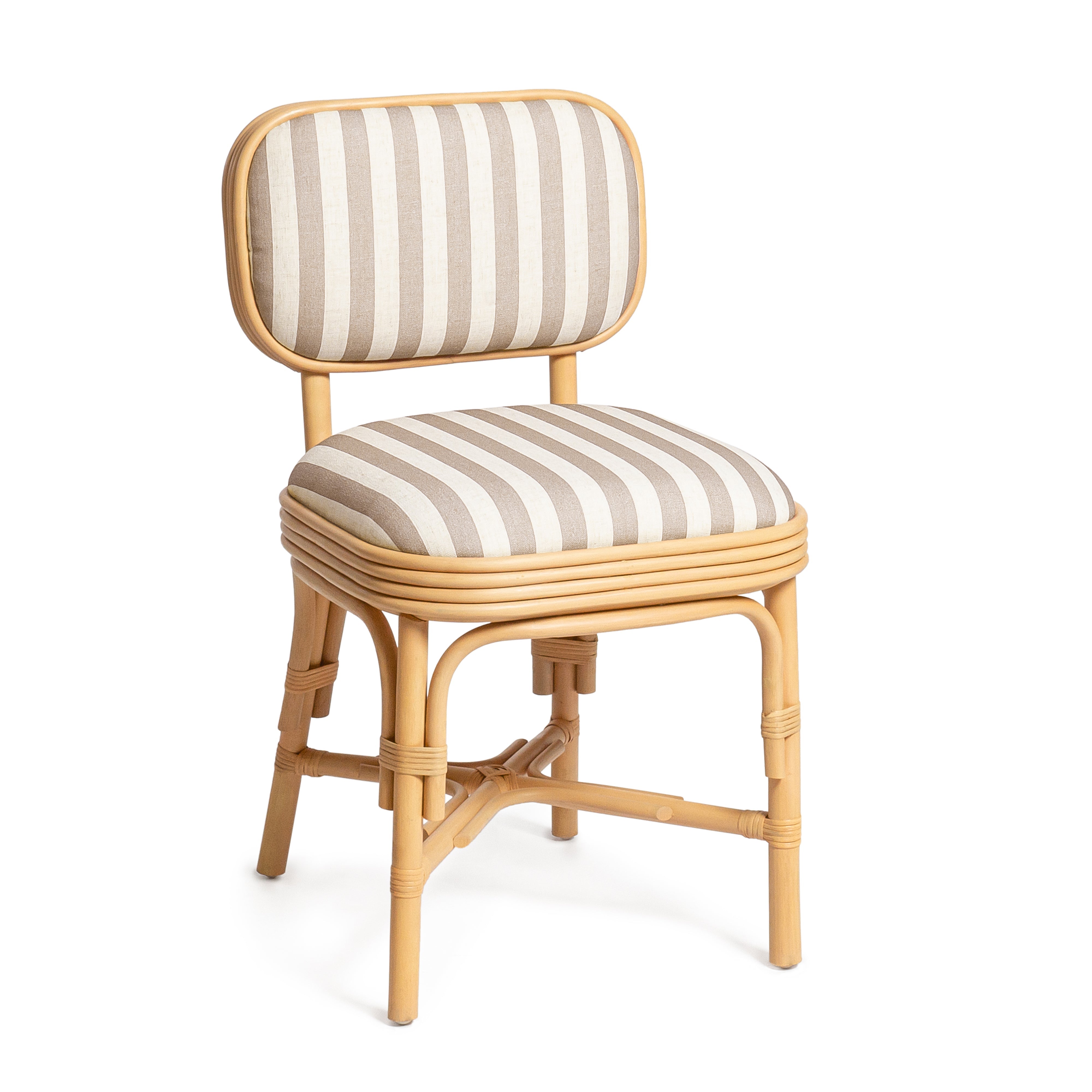 Dorine Striped Performance Linen & Rattan Dining Chair
