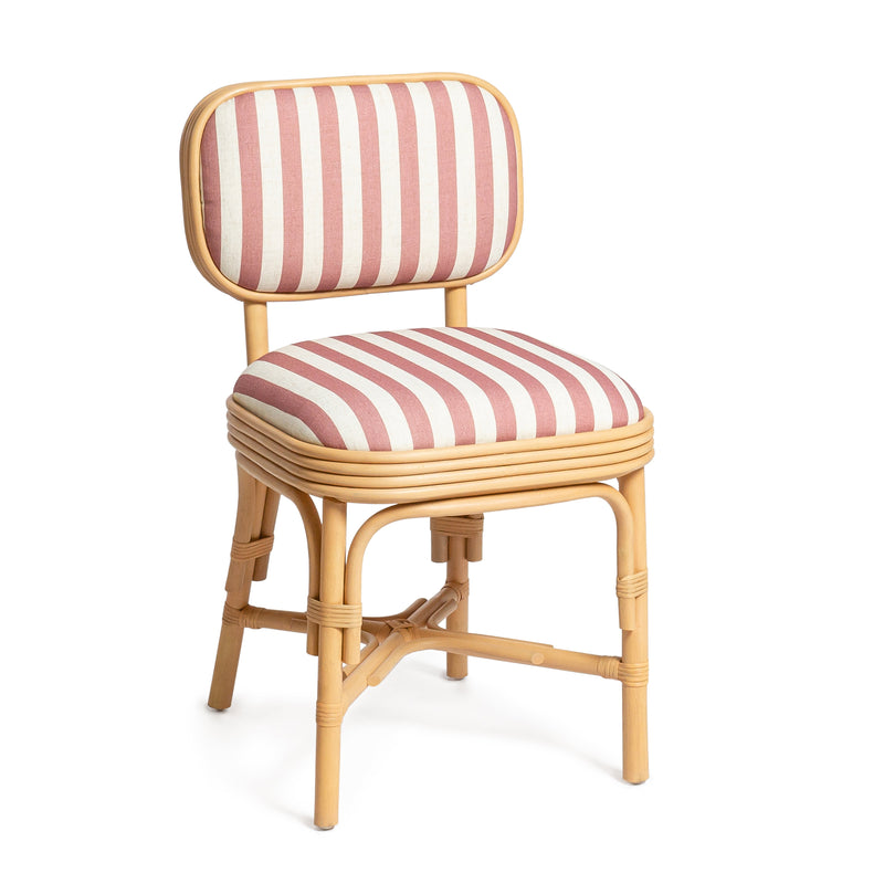 Dorine Striped Performance Linen & Rattan Dining Chair-zoom-