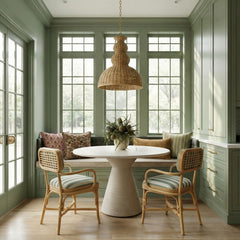 Dorine Striped Performance Linen & Rattan Dining Armchair