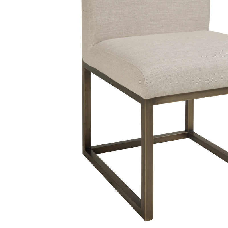 Haute Beige Linen Chair in Brass-zoom-