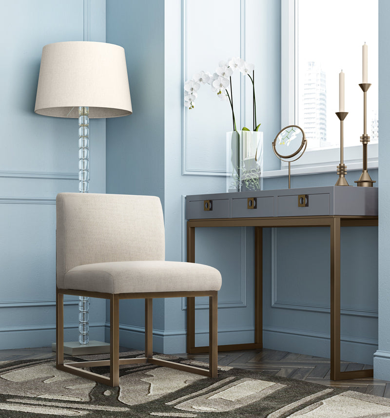 Haute Beige Linen Chair in Brass-zoom-