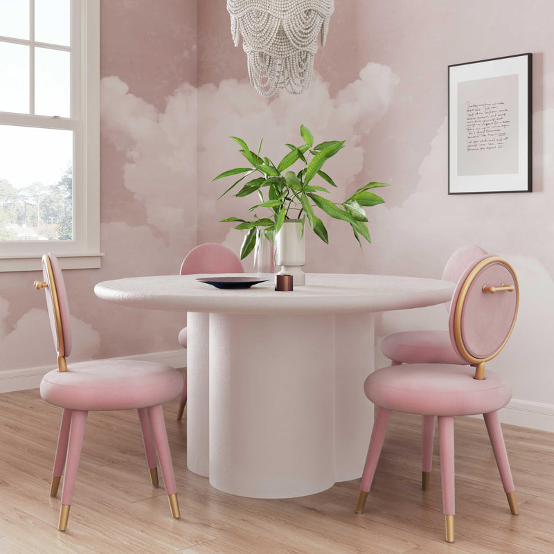 Elika 59" Faux Plaster Indoor / Outdoor Round Dining Table-zoom-