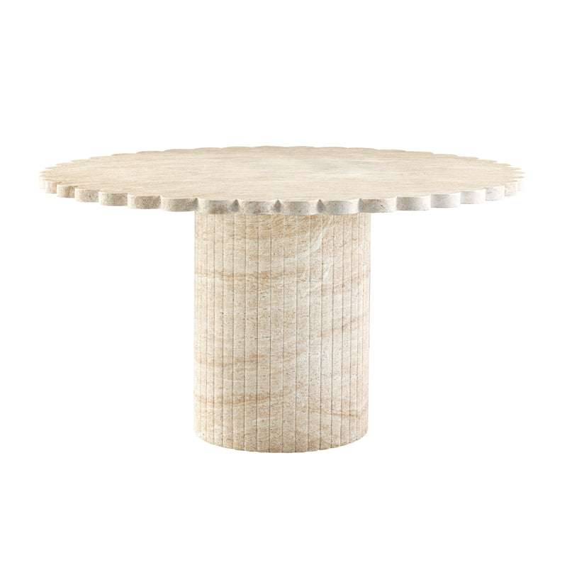 Blossom 54" Washed Faux Travertine Finish Indoor/Outdoor Round Dining Table-zoom-